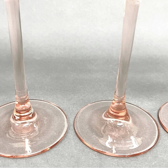 VINTAGE Cristal D’arques Luminarc Pink Champagne Flutes 3 Glasses Marked France - Picture 6 of 6